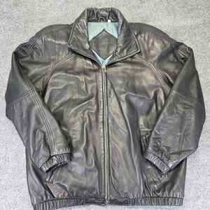 Preston & York Genuine Lamb Skin Bomber Jacket Black Vintage Men's Large